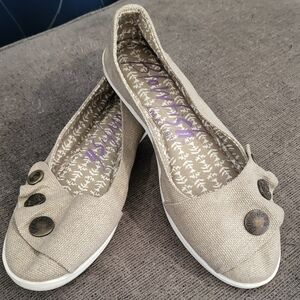 Blowfish Taupe Slip-On Flats with Button Detail